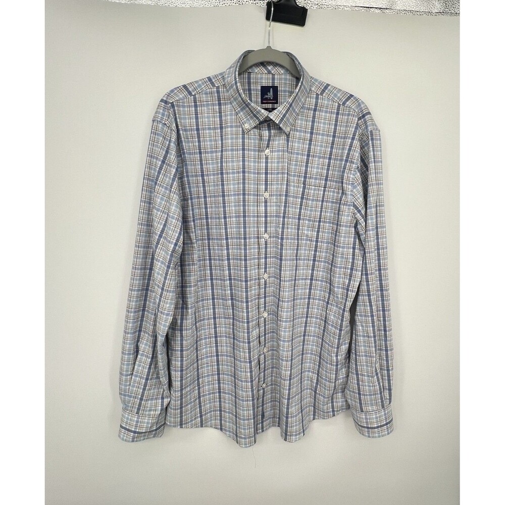 Johnnie O Hackel Prep Performance Button Up Shirt Size L Maliblu Plaid Preppy
